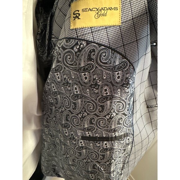 Stacy Adams Gold Mens 2-Button Checkered Blazer 48L Polyester & Rayon - Picture 7 of 10